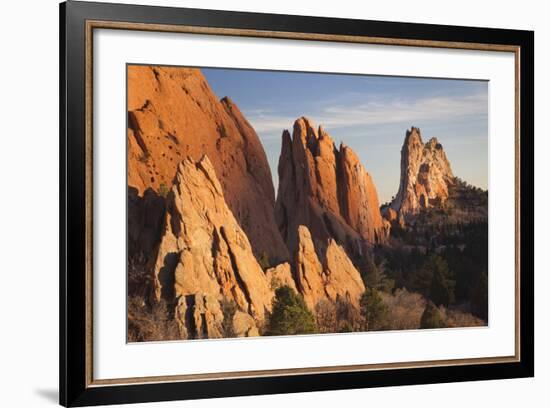Garden of the Gods, Rock Formations at Sunset, Colorado Springs, Colorado, USA-Walter Bibikow-Framed Photographic Print