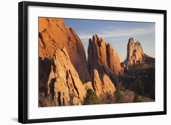 Garden of the Gods, Rock Formations at Sunset, Colorado Springs, Colorado, USA-Walter Bibikow-Framed Photographic Print