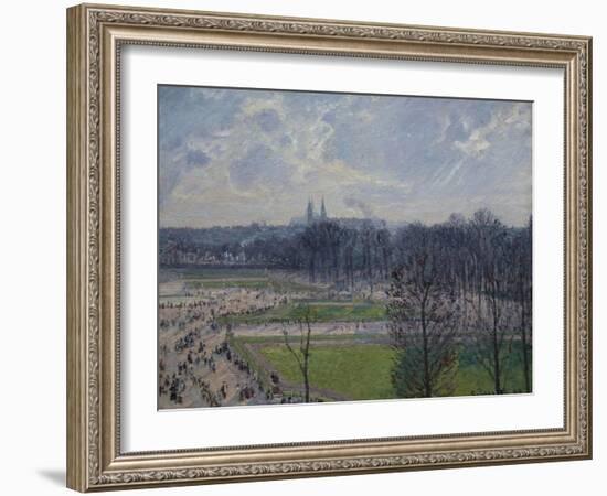 Garden of the Tuileries in a Winter Morning-Camille Pissarro-Framed Art Print