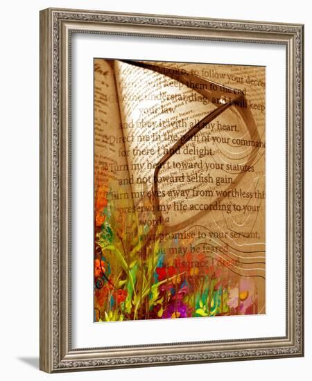 Garden Of Wishes With Psalm 119-Ruth Palmer-Framed Art Print