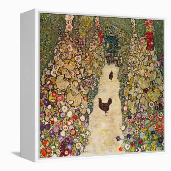 Garden Path with Chickens, 1916, Burned at Schloss Immendorf in 1945-Gustav Klimt-Framed Premier Image Canvas