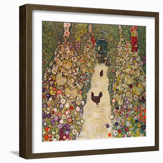 Garden Path with Chickens, 1916, Burned at Schloss Immendorf in 1945-Gustav Klimt-Framed Premium Giclee Print