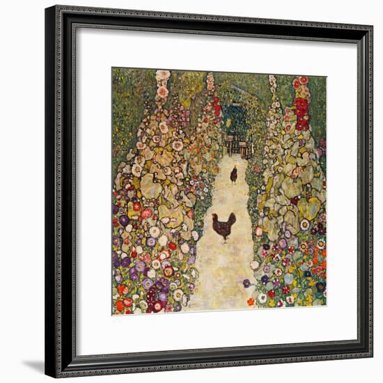 Garden Path with Chickens, 1916, Burned at Schloss Immendorf in 1945-Gustav Klimt-Framed Premium Giclee Print