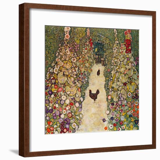 Garden Path with Chickens, 1916, Burned at Schloss Immendorf in 1945-Gustav Klimt-Framed Premium Giclee Print