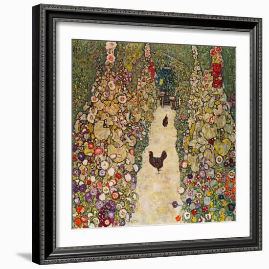 Garden Path with Chickens, 1916, Burned at Schloss Immendorf in 1945-Gustav Klimt-Framed Premium Giclee Print