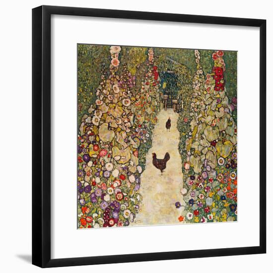 Garden Path with Chickens, 1916, Burned at Schloss Immendorf in 1945-Gustav Klimt-Framed Giclee Print