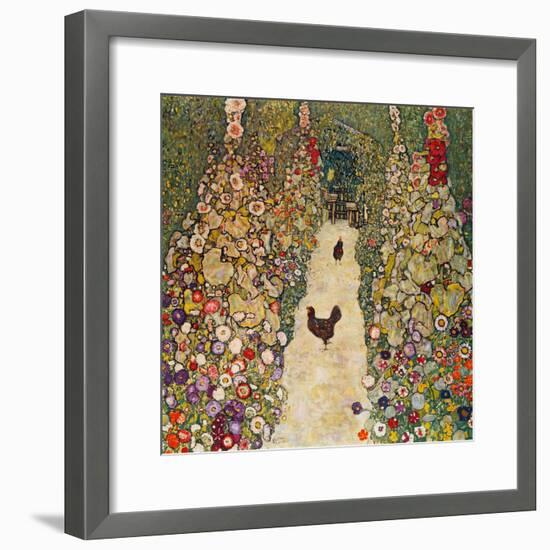 Garden Path with Chickens, 1916, Burned at Schloss Immendorf in 1945-Gustav Klimt-Framed Giclee Print