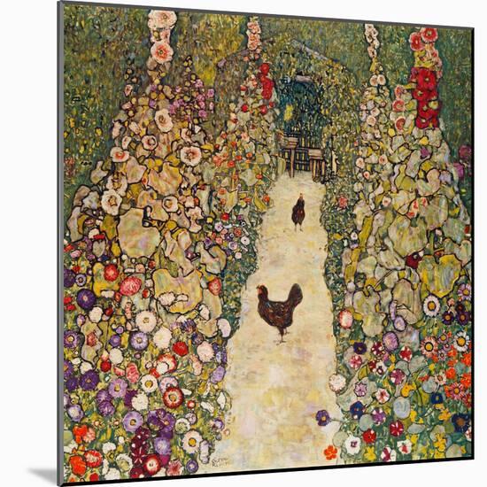 Garden Path with Chickens, 1916, Burned at Schloss Immendorf in 1945-Gustav Klimt-Mounted Giclee Print