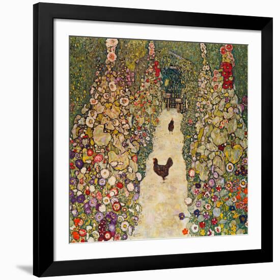 Garden Path with Chickens, 1916, Burned at Schloss Immendorf in 1945-Gustav Klimt-Framed Giclee Print