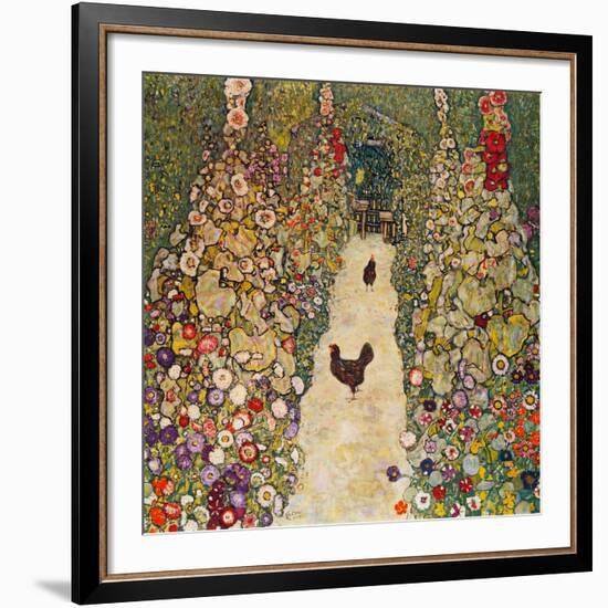 Garden Path with Chickens, 1916, Burned at Schloss Immendorf in 1945-Gustav Klimt-Framed Giclee Print