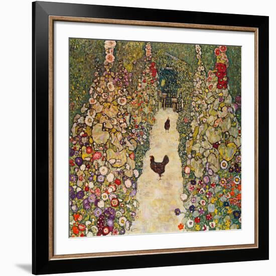 Garden Path with Chickens, 1916, Burned at Schloss Immendorf in 1945-Gustav Klimt-Framed Giclee Print