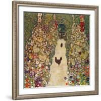 Garden Path with Chickens, 1916, Burned at Schloss Immendorf in 1945-Gustav Klimt-Framed Giclee Print