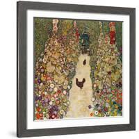 Garden Path with Chickens, 1916, Burned at Schloss Immendorf in 1945-Gustav Klimt-Framed Giclee Print