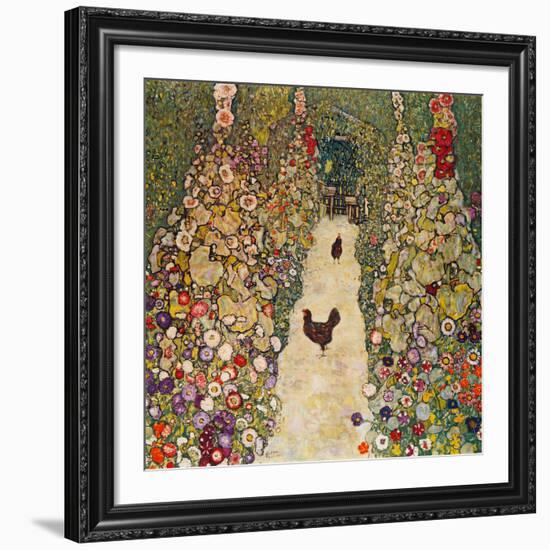 Garden Path with Chickens, 1916, Burned at Schloss Immendorf in 1945-Gustav Klimt-Framed Giclee Print