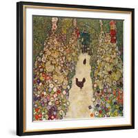 Garden Path with Chickens, 1916, Burned at Schloss Immendorf in 1945-Gustav Klimt-Framed Giclee Print