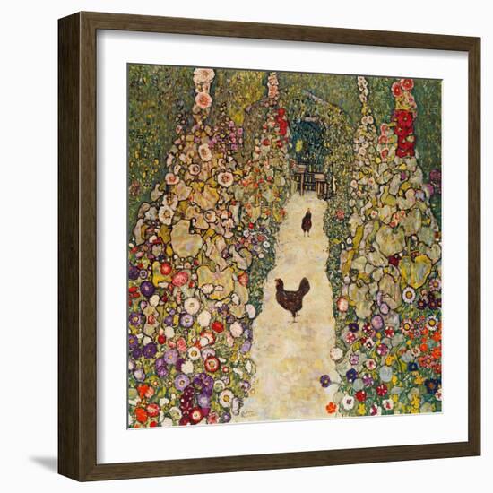 Garden Path with Chickens, 1916, Burned at Schloss Immendorf in 1945-Gustav Klimt-Framed Giclee Print