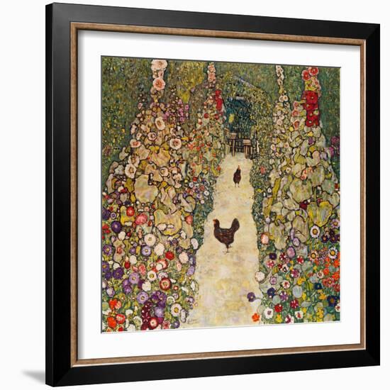 Garden Path with Chickens, 1916, Burned at Schloss Immendorf in 1945-Gustav Klimt-Framed Giclee Print