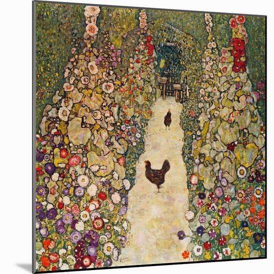 Garden Path with Chickens, 1916, Burned at Schloss Immendorf in 1945-Gustav Klimt-Mounted Giclee Print