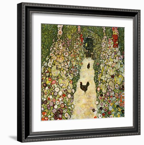 Garden Path with Chickens-Gustav Klimt-Framed Giclee Print