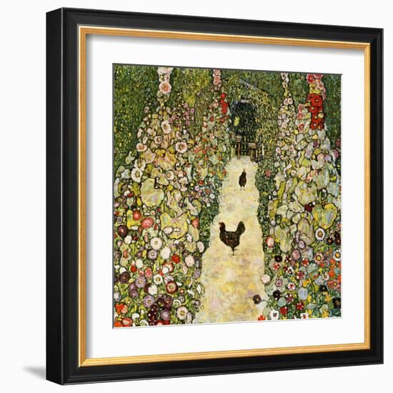 Garden Path with Chickens-Gustav Klimt-Framed Giclee Print