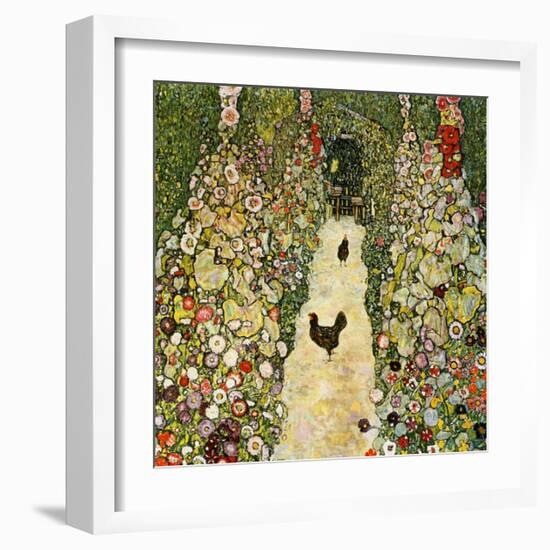 Garden Path with Chickens-Gustav Klimt-Framed Giclee Print