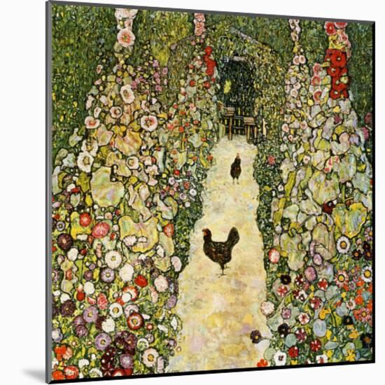 Garden Path with Chickens-Gustav Klimt-Mounted Giclee Print