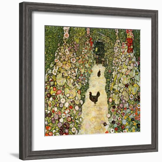 Garden Path with Chickens-Gustav Klimt-Framed Giclee Print