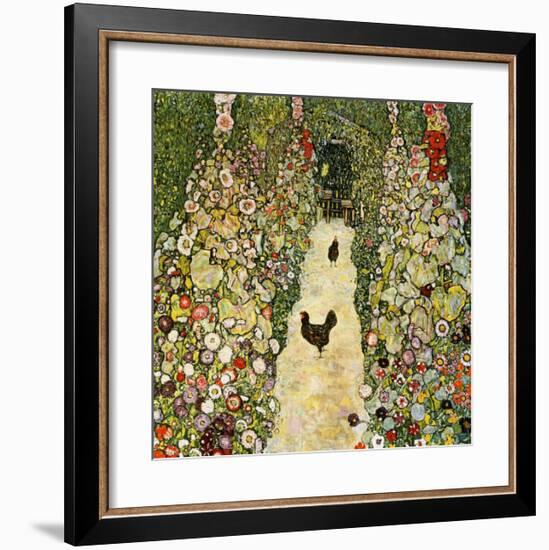 Garden Path with Chickens-Gustav Klimt-Framed Giclee Print