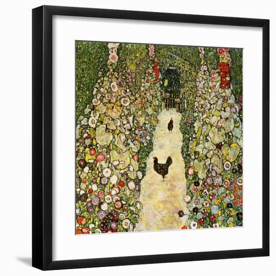 Garden Path with Chickens-Gustav Klimt-Framed Giclee Print