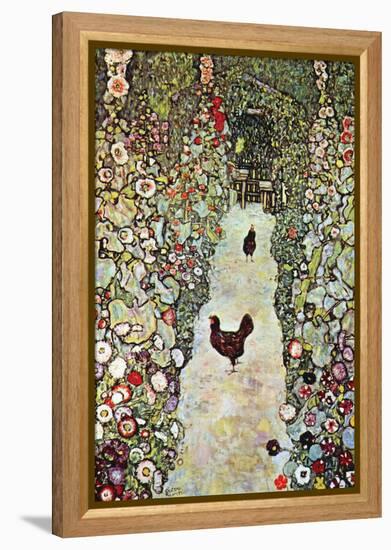 Garden Path with Chickens-Gustav Klimt-Framed Stretched Canvas