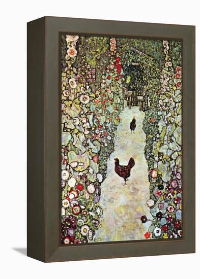 Garden Path with Chickens-Gustav Klimt-Framed Stretched Canvas