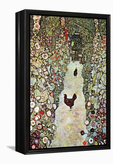 Garden Path with Chickens-Gustav Klimt-Framed Stretched Canvas