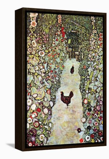 Garden Path with Chickens-Gustav Klimt-Framed Stretched Canvas