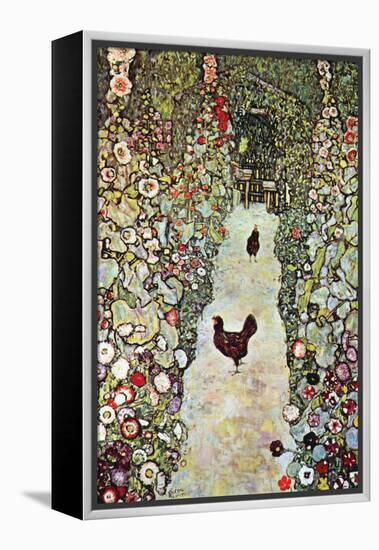 Garden Path with Chickens-Gustav Klimt-Framed Stretched Canvas