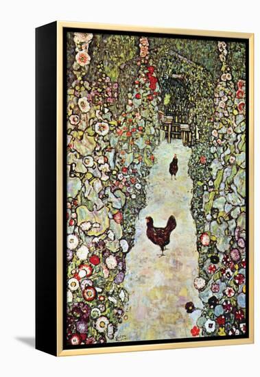 Garden Path with Chickens-Gustav Klimt-Framed Stretched Canvas