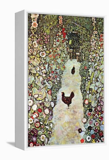 Garden Path with Chickens-Gustav Klimt-Framed Stretched Canvas