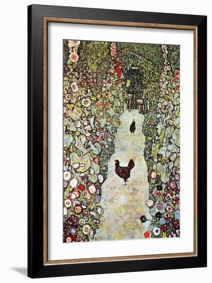 Garden Path with Chickens-Gustav Klimt-Framed Art Print