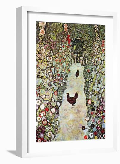 Garden Path with Chickens-Gustav Klimt-Framed Art Print