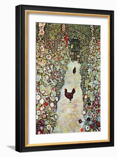 Garden Path with Chickens-Gustav Klimt-Framed Art Print