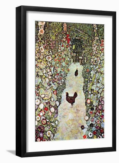 Garden Path with Chickens-Gustav Klimt-Framed Premium Giclee Print