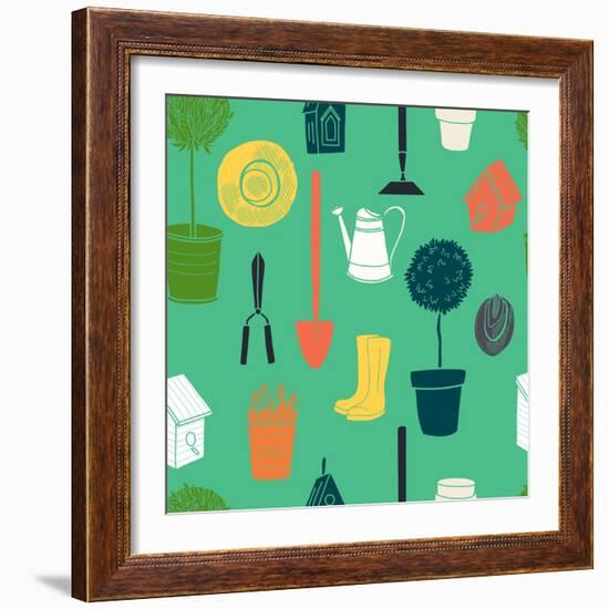 Garden Pattern.-TashaNatasha-Framed Art Print