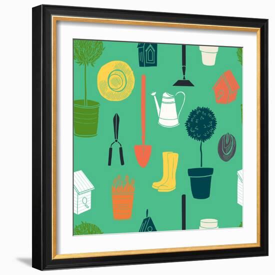 Garden Pattern.-TashaNatasha-Framed Art Print