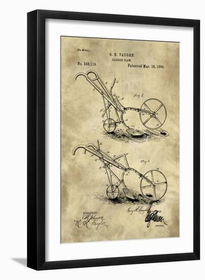 Garden Plow Blueprint Industrial Farmhouse-Tina Lavoie-Framed Giclee Print