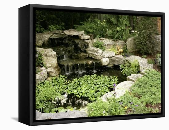 Garden Pond with Waterfall-null-Framed Premier Image Canvas