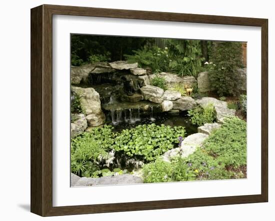 Garden Pond with Waterfall-null-Framed Photographic Print