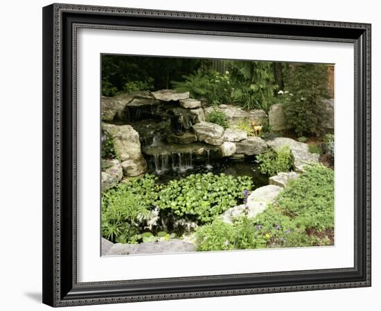 Garden Pond with Waterfall-null-Framed Photographic Print