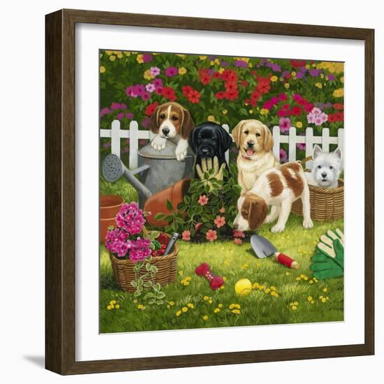 Garden Puppies-William Vanderdasson-Framed Giclee Print