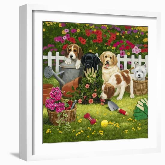 Garden Puppies-William Vanderdasson-Framed Giclee Print