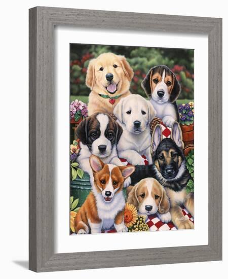 Garden Puppies-Jenny Newland-Framed Giclee Print