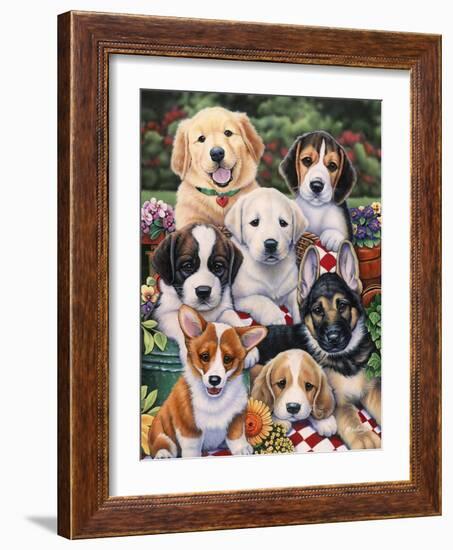 Garden Puppies-Jenny Newland-Framed Giclee Print